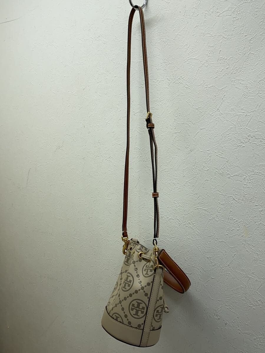 TORY BURCH Shoulder Bag Leather Gray All-over Print 2