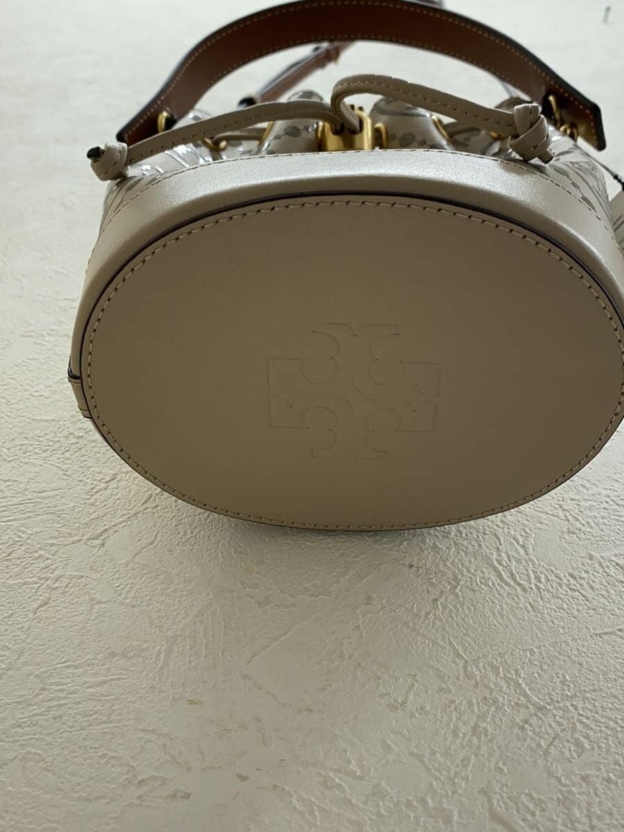 TORY BURCH Shoulder Bag Leather Gray All-over Print 4