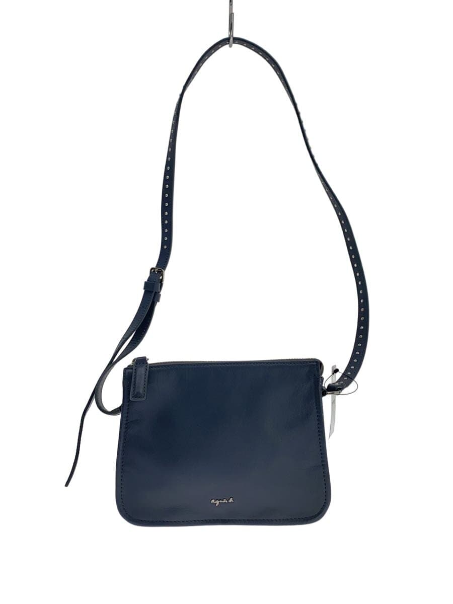 agnes b. Shoulder Bag Leather NVY LS03-03