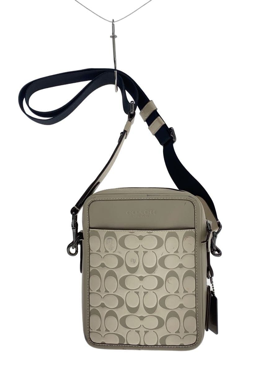 COACH Shoulder Bag Leather WHT All Over Pattern CJ670