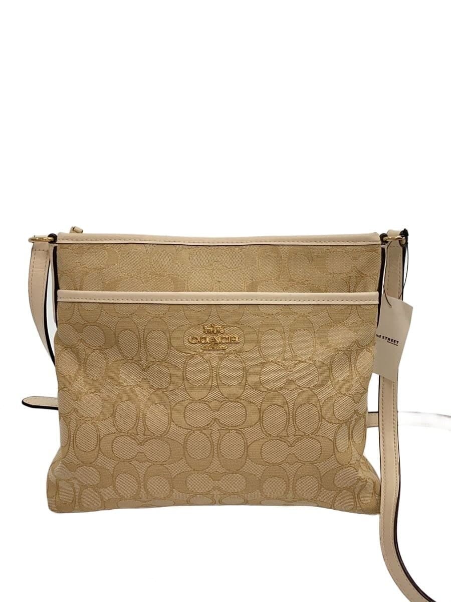 COACH Shoulder Bag_Signature Leather BEG All Over Pattern