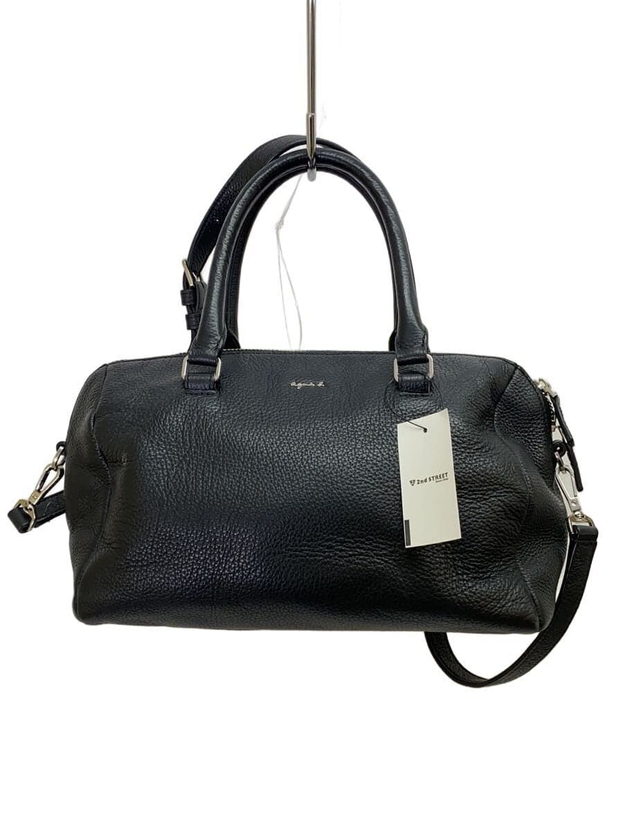 agnes b. Shoulder Bag Cowhide BLK IS30M-02
