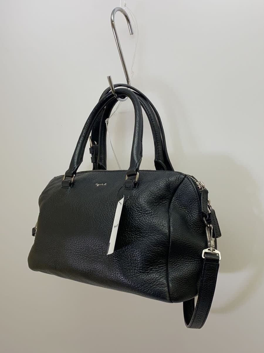 agnes b. Shoulder Bag Cowhide BLK IS30M-02 2