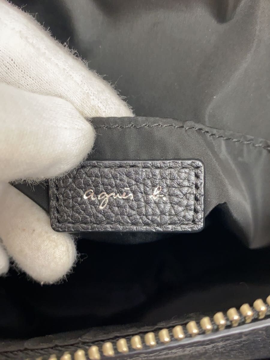 agnes b. Shoulder Bag Cowhide BLK IS30M-02 5