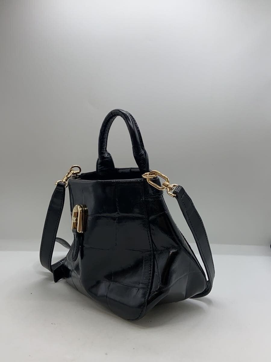 FURLA shoulder bag leather BLK 2