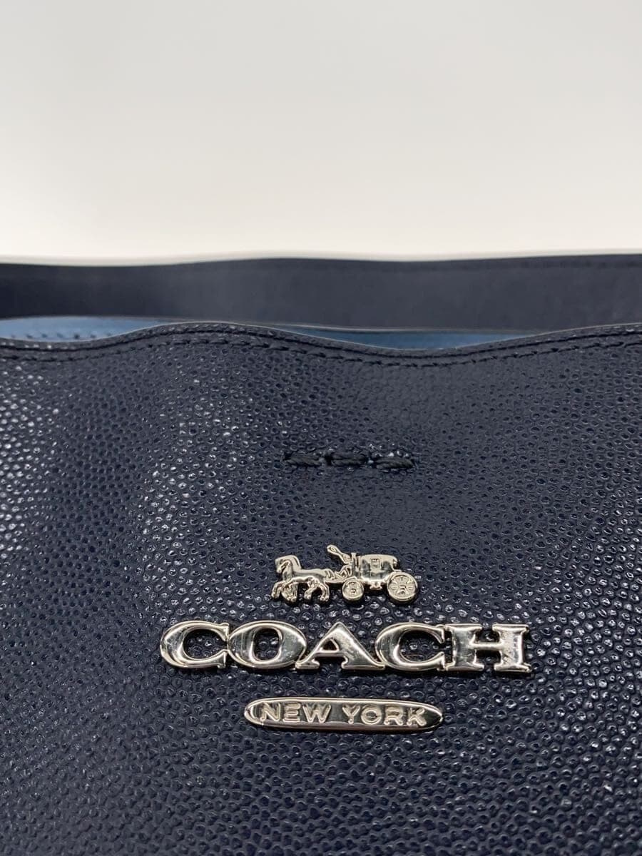 COACH Handbag Leather NVY Solid 91379 5