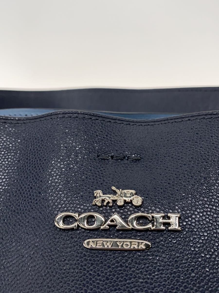 COACH Handbag Leather NVY Solid 91379 5
