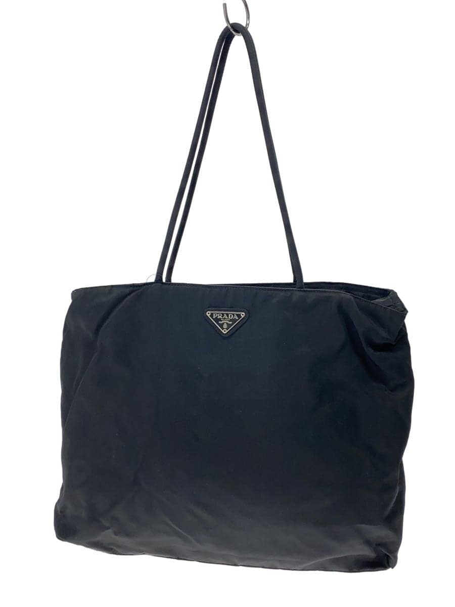 PRADA Inside No Zipper Pull Tote Bag Nylon BLK