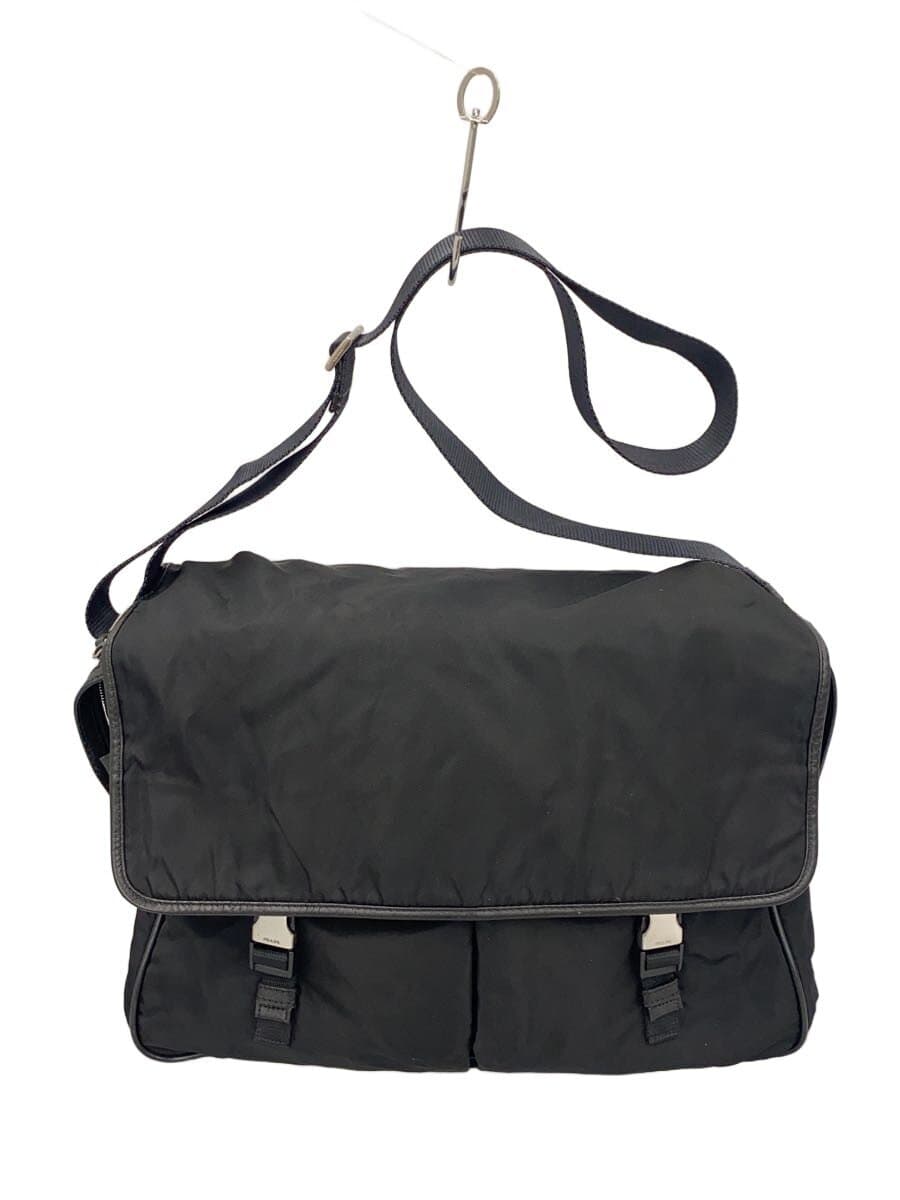 PRADA Shoulder Bag BLK Stain、Scuff、With Wear