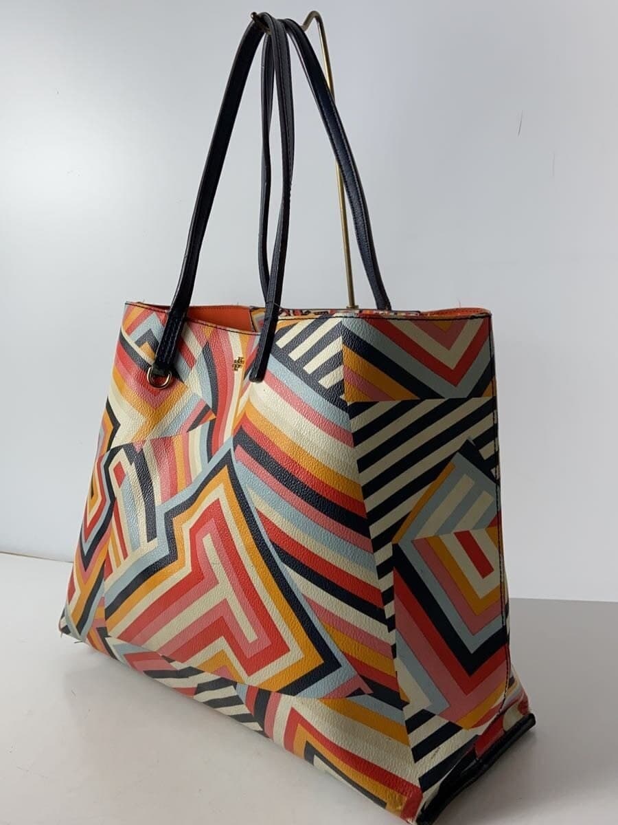 TORY BURCH Tote Bag Leather Multicolor All Over Pattern 2