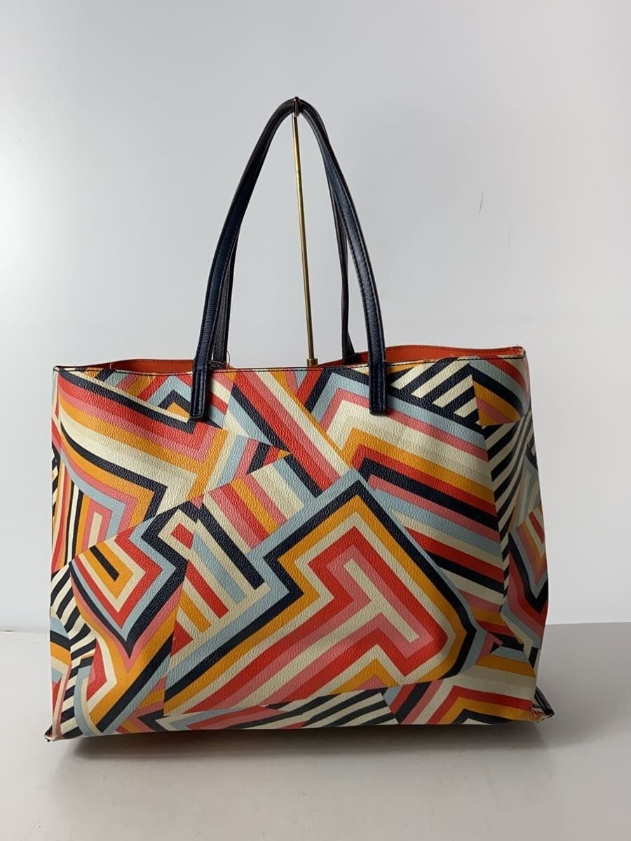 TORY BURCH Tote Bag Leather Multicolor All Over Pattern 3