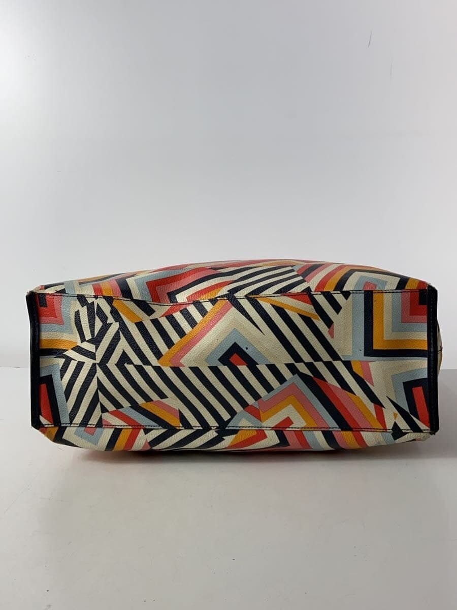 TORY BURCH Tote Bag Leather Multicolor All Over Pattern 4