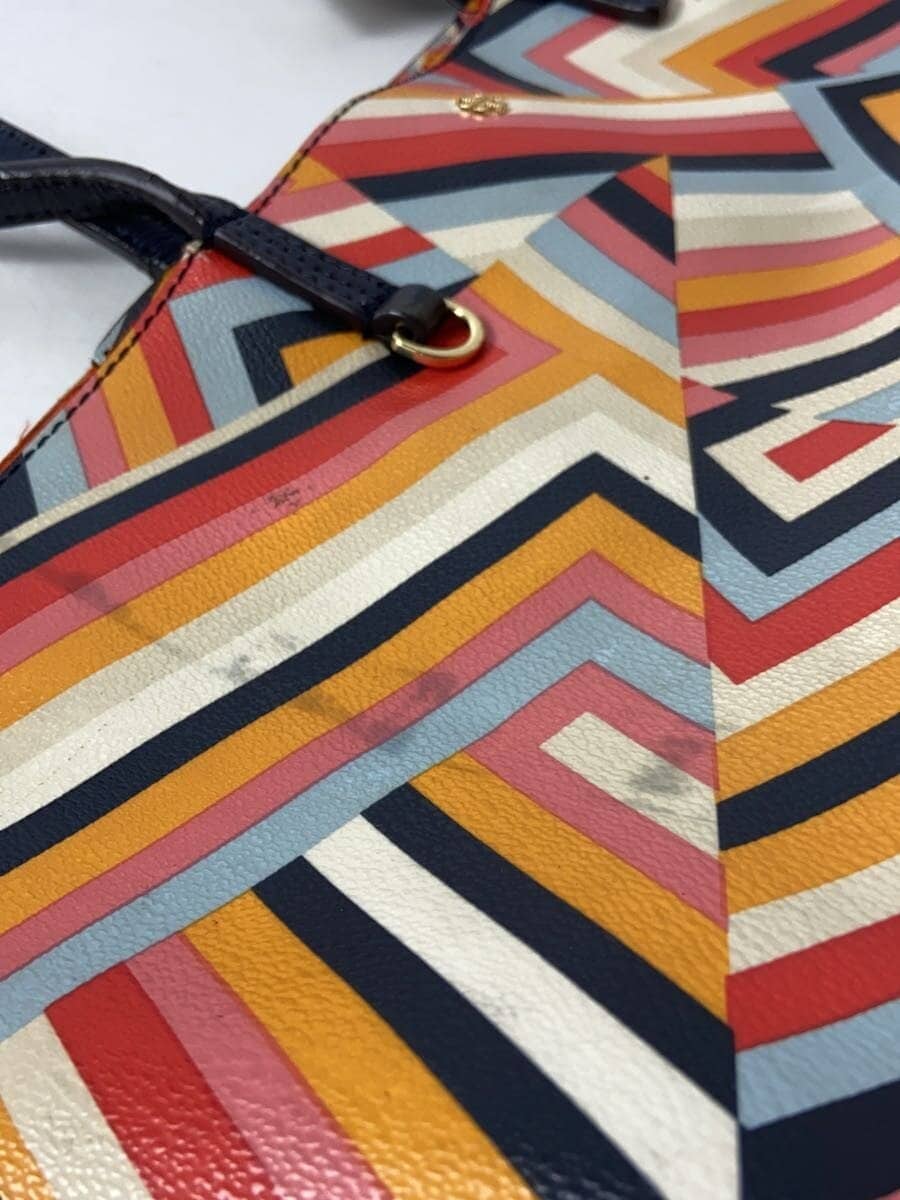 TORY BURCH Tote Bag Leather Multicolor All Over Pattern 8