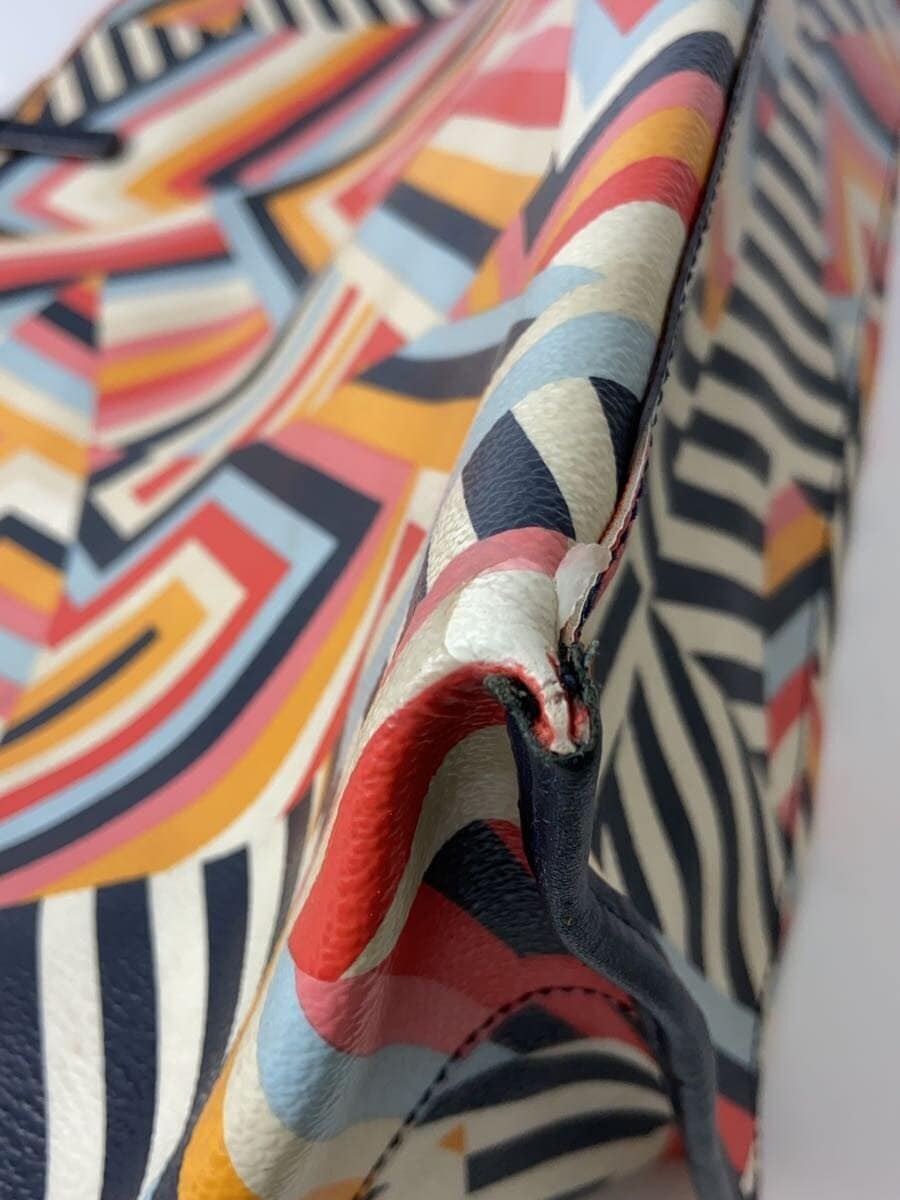TORY BURCH Tote Bag Leather Multicolor All Over Pattern 9