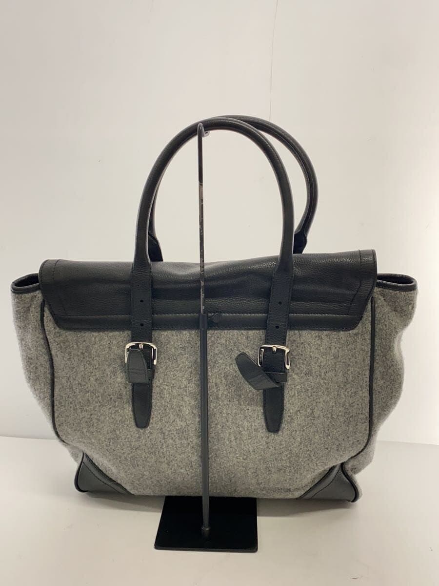 BALLY Tote Bag Wool BLK Stripe Corner Wear 3