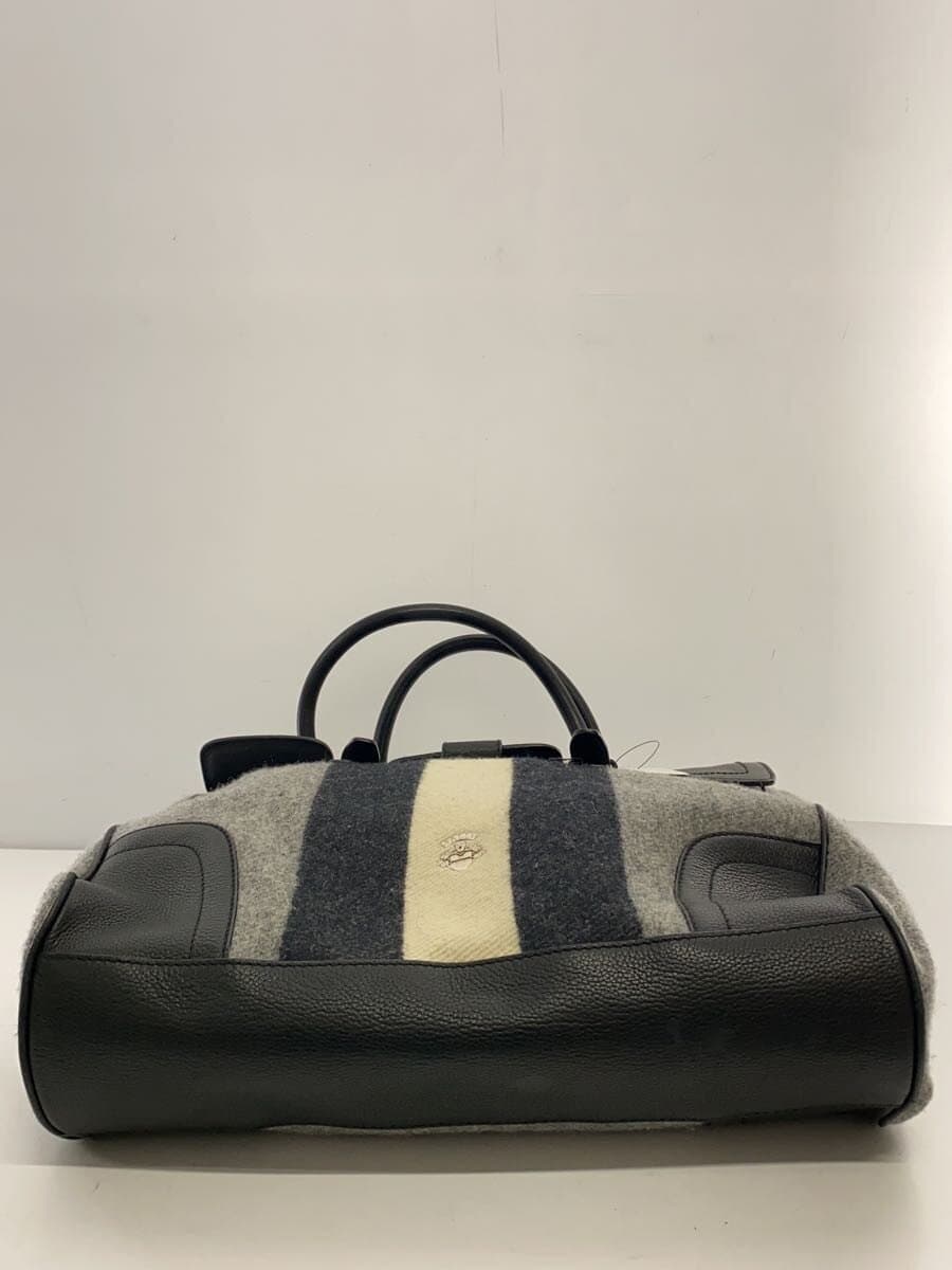BALLY Tote Bag Wool BLK Stripe Corner Wear 4
