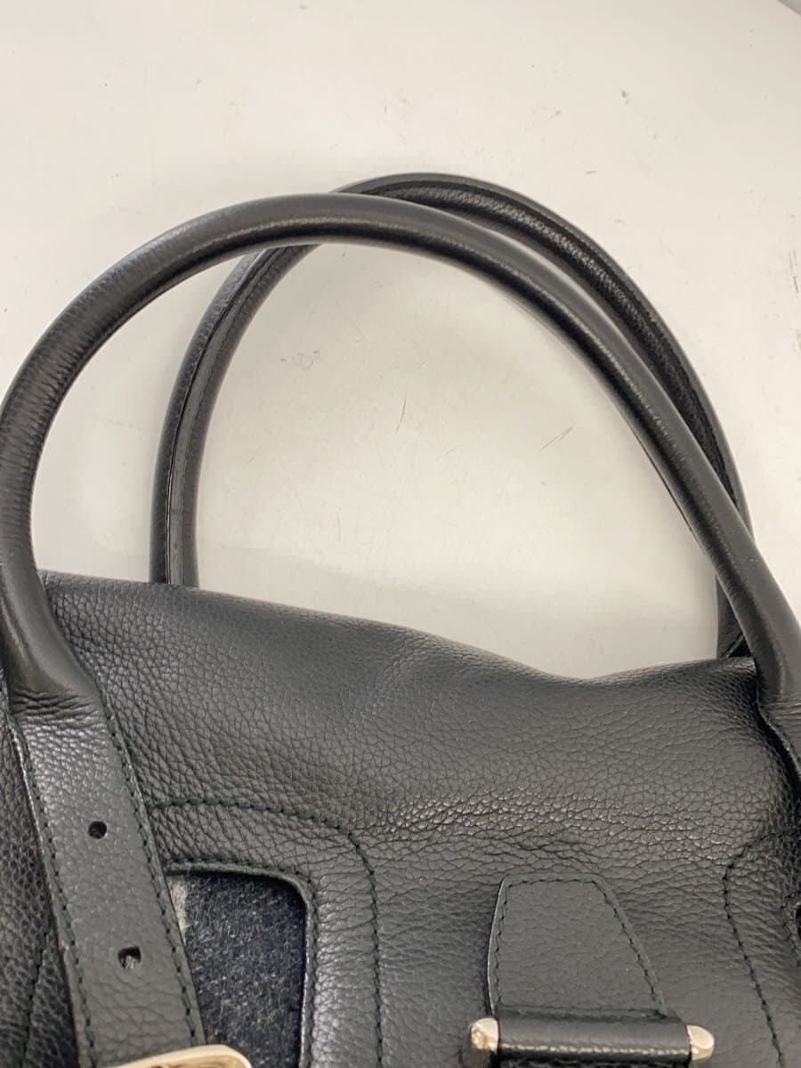 BALLY Tote Bag Wool BLK Stripe Corner Wear 7