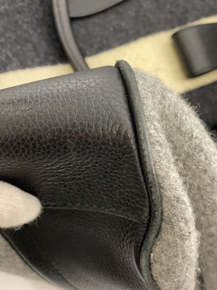 BALLY Tote Bag Wool BLK Stripe Corner Wear 9