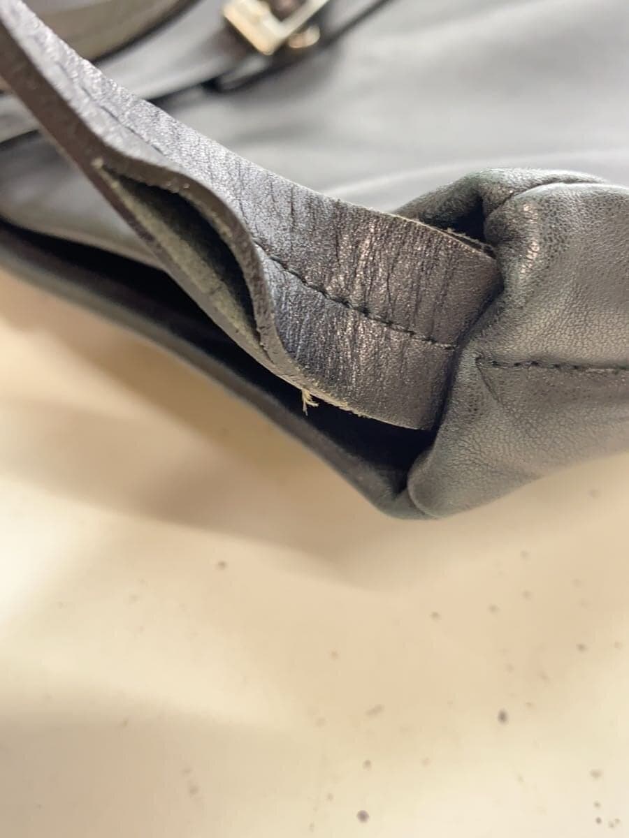 agnes b. Tote Bag Leather BLK Solid 7