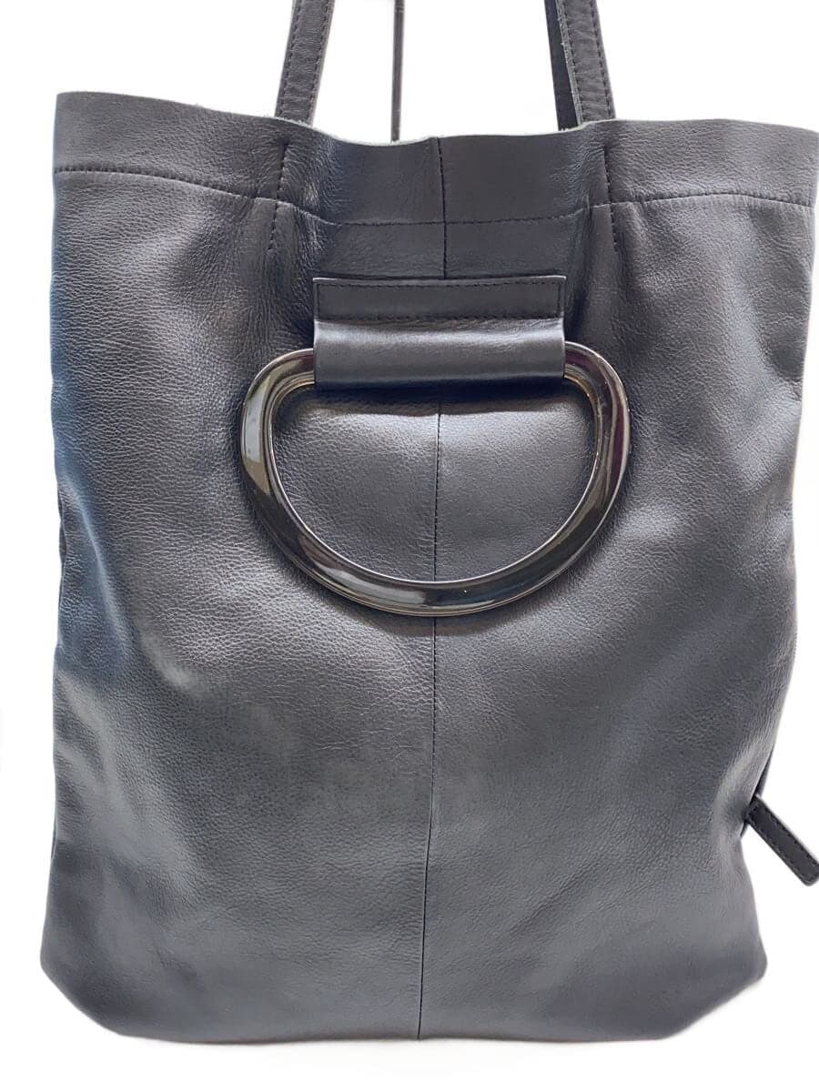 ear PAPILLONNER Tote Bag Leather BLK Solid