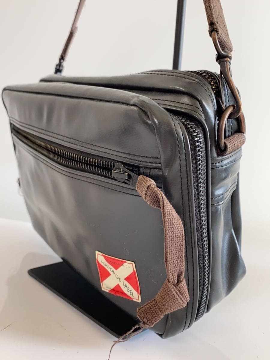 LUGGAGE LABEL Shoulder Bag Leather GRY Solid Color 2