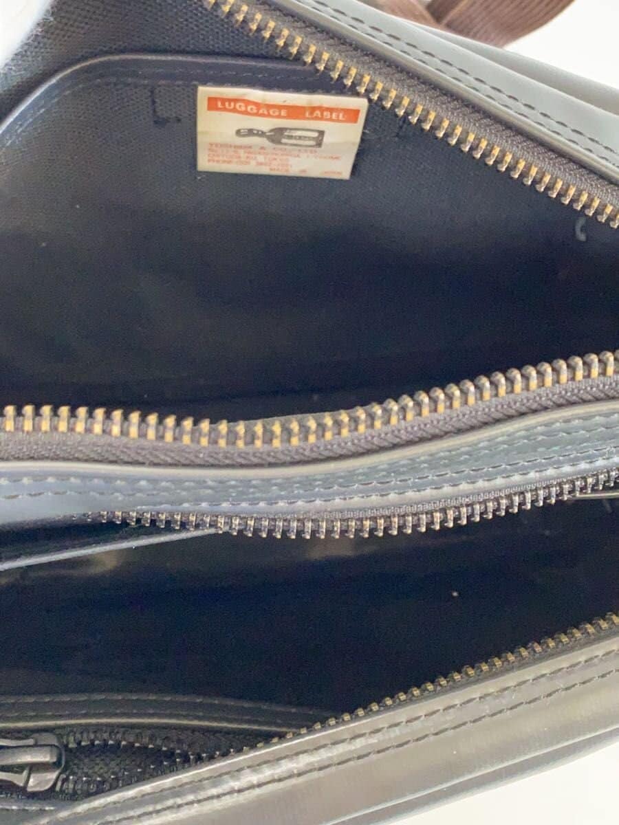 LUGGAGE LABEL Shoulder Bag Leather GRY Solid Color 6