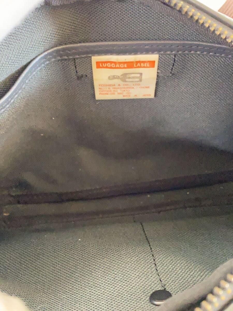 LUGGAGE LABEL Shoulder Bag Leather GRY Solid Color 7