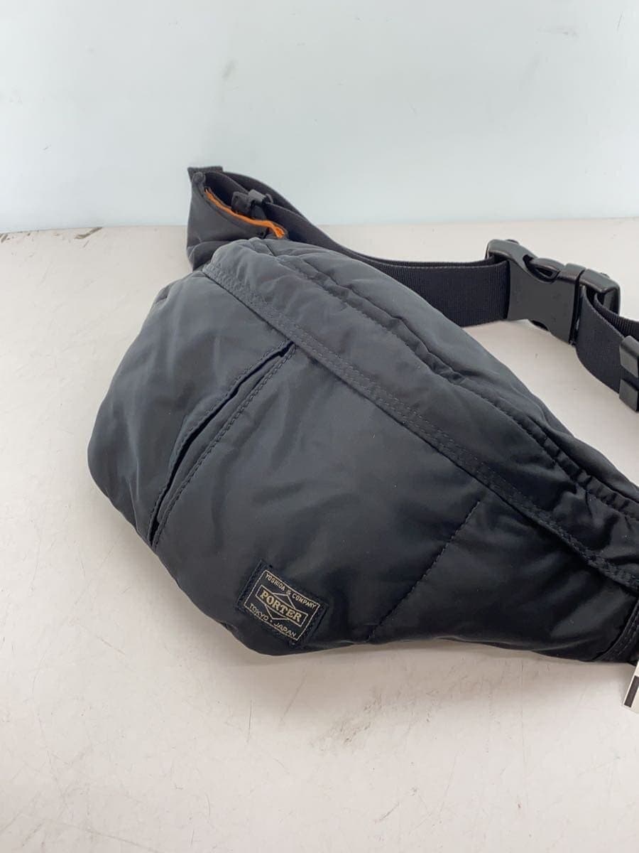 PORTER Waist Bag Nylon BLK Plain Black Orange 2