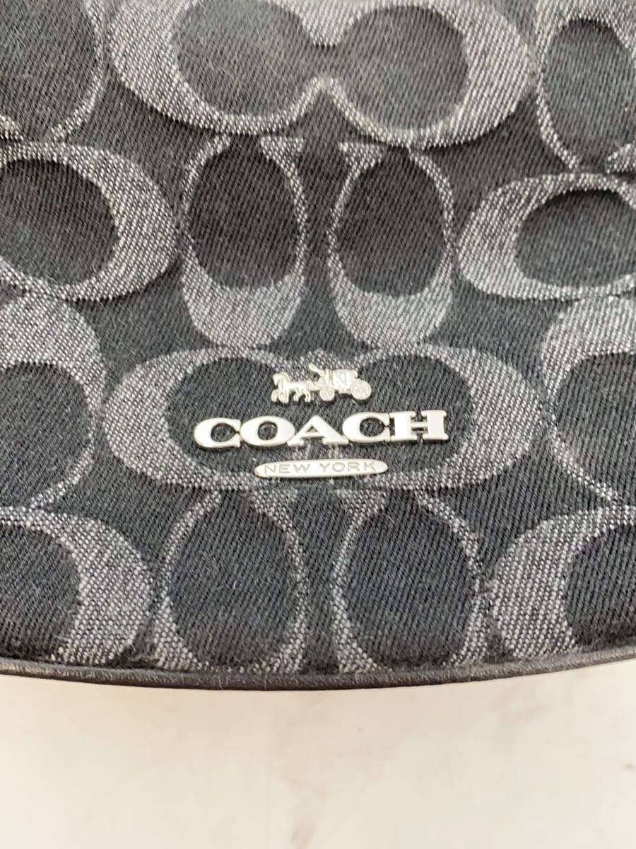 COACH Shoulder Bag Denim Black All-over Pattern CCZ47 5