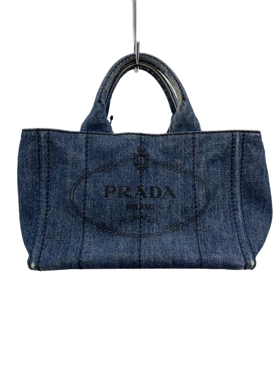 PRADA Canapa Handbag Denim IDG Solid Color