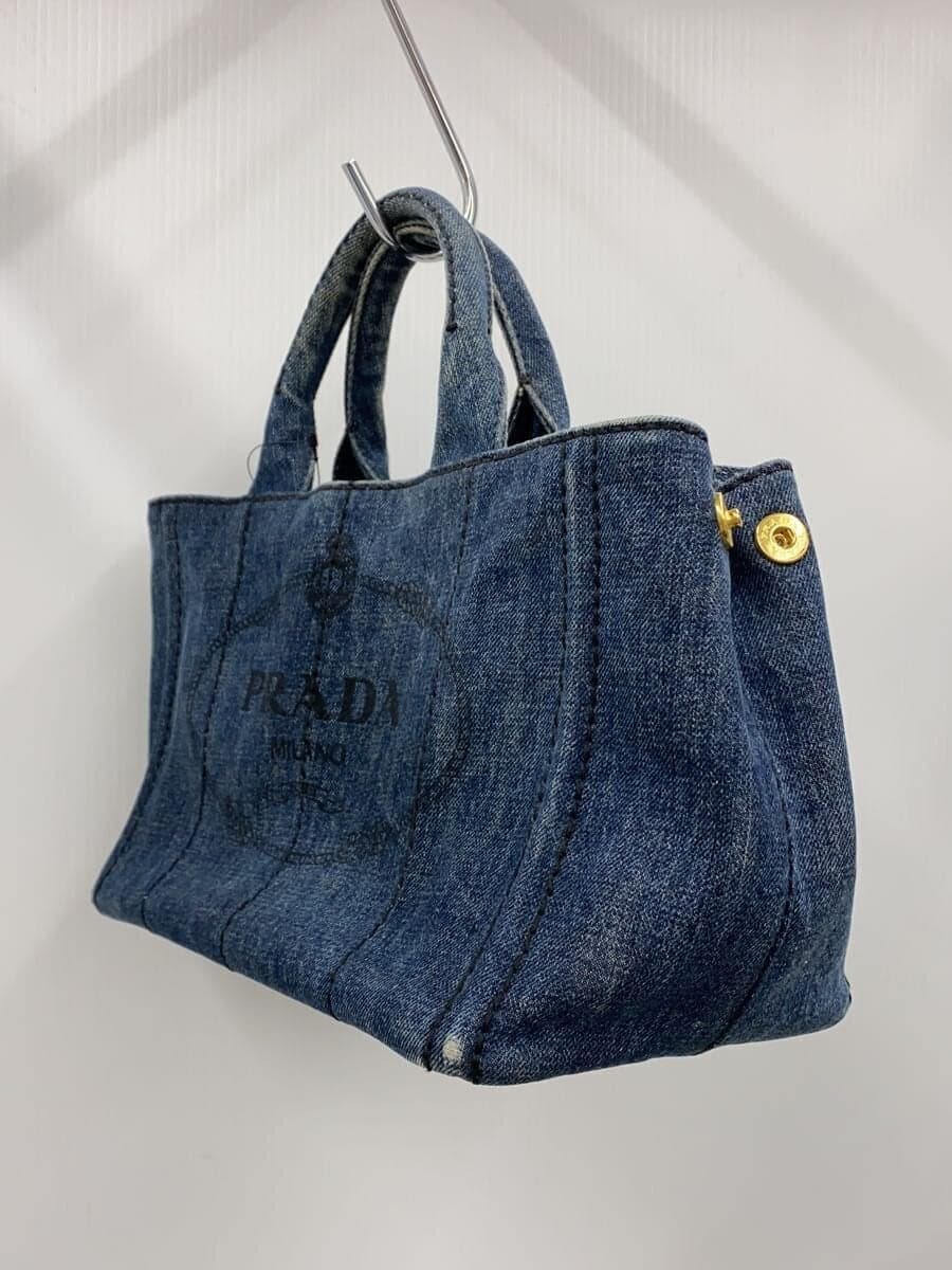 PRADA Canapa Handbag Denim IDG Solid Color 2