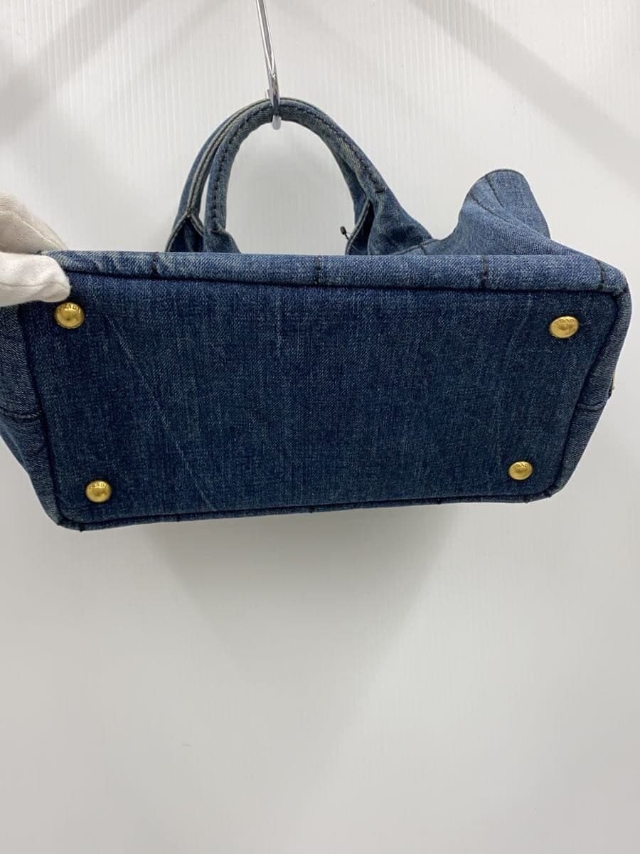 PRADA Canapa Handbag Denim IDG Solid Color 4