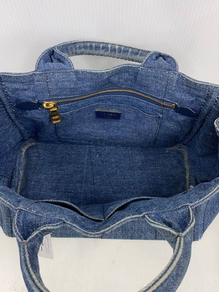 PRADA Canapa Handbag Denim IDG Solid Color 6