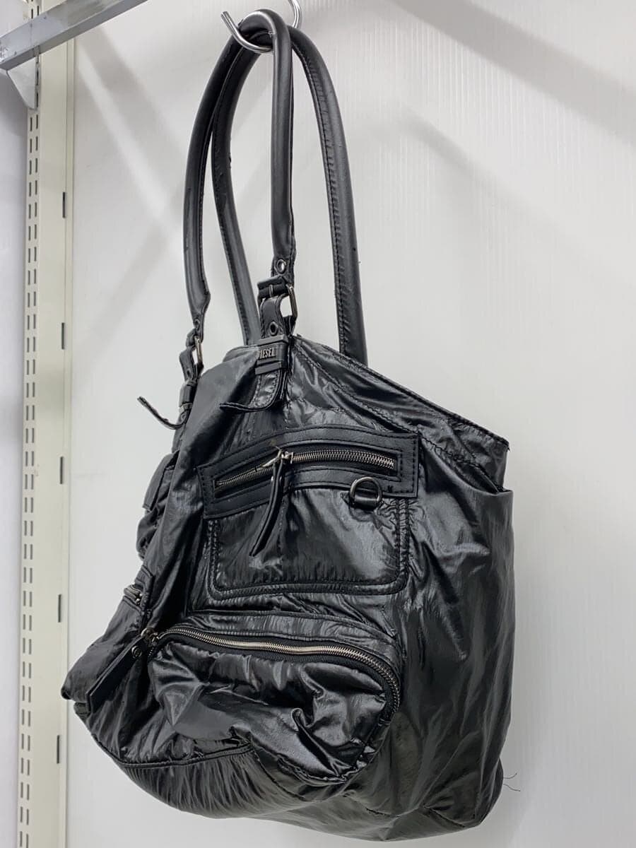 DIESEL Tote Bag Patent Leather BLK Solid 2