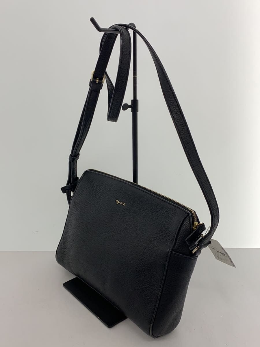 agnes b. shoulder bag cowhide BLK plain NS02-04 2