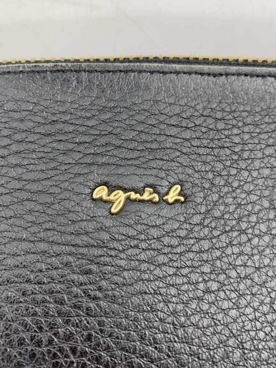 agnes b. shoulder bag cowhide BLK plain NS02-04 5