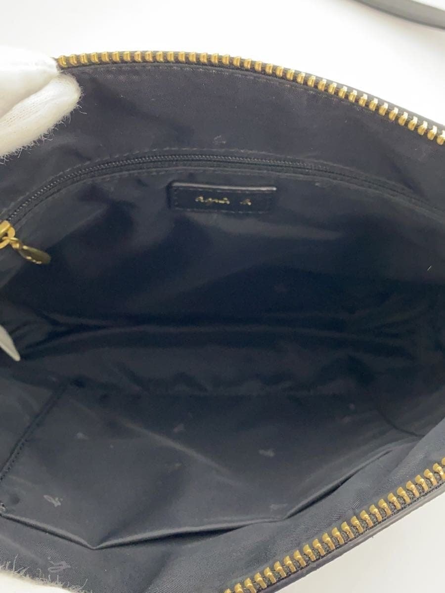 agnes b. shoulder bag cowhide BLK plain NS02-04 6