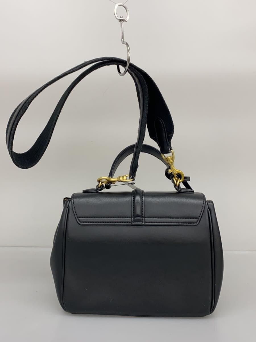 Mila Owen Wide Shoulder Padlock Handbag Faux Leather Black Solid 3