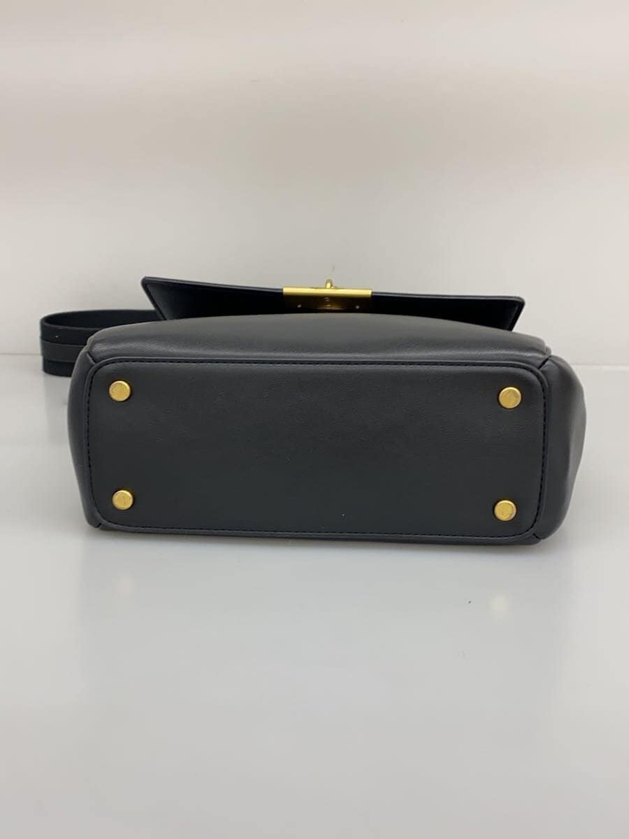 Mila Owen Wide Shoulder Padlock Handbag Faux Leather Black Solid 4