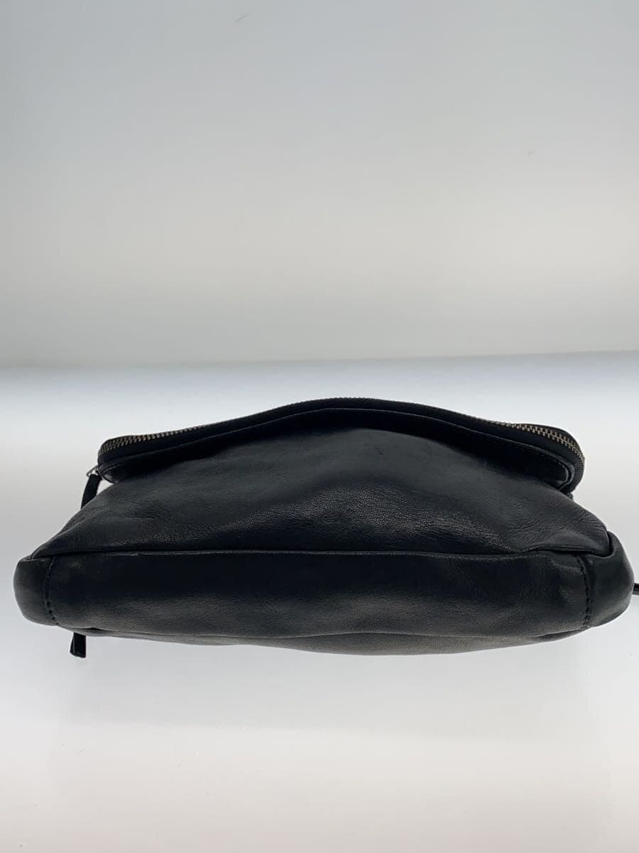 agnes b. Leather Mini Shoulder Bag Leather BLK Solid 4
