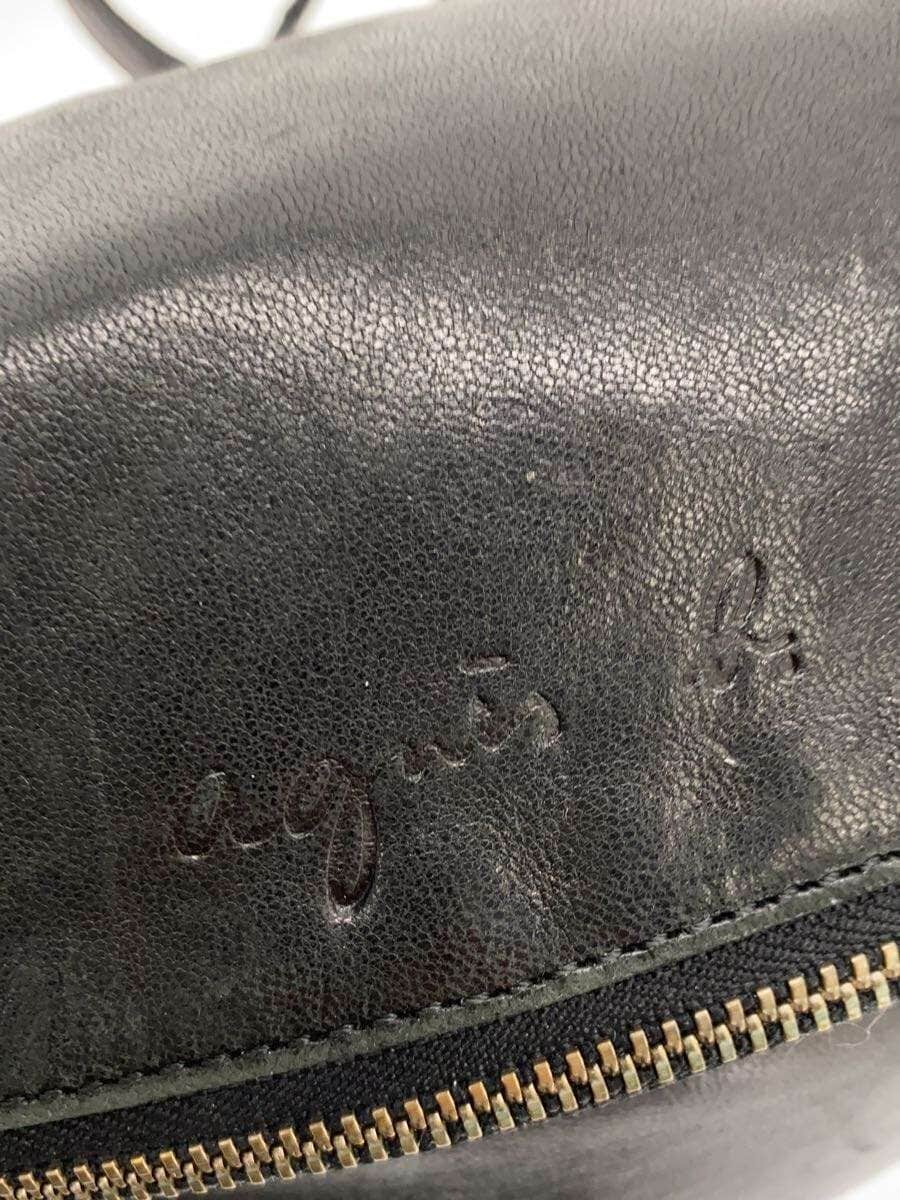 agnes b. Leather Mini Shoulder Bag Leather BLK Solid 5