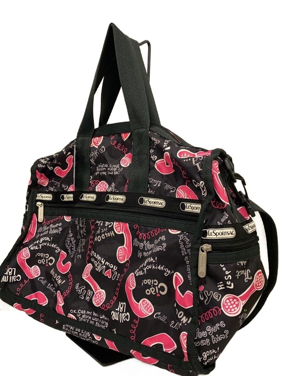 LESPORTSAC Telephone Print 2-Way Shoulder Bag Polyester BLK 2