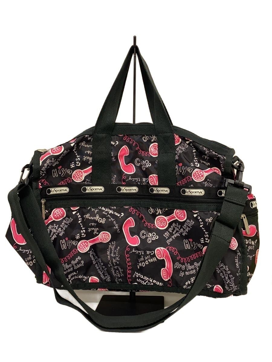 LESPORTSAC Telephone Print 2-Way Shoulder Bag Polyester BLK 3