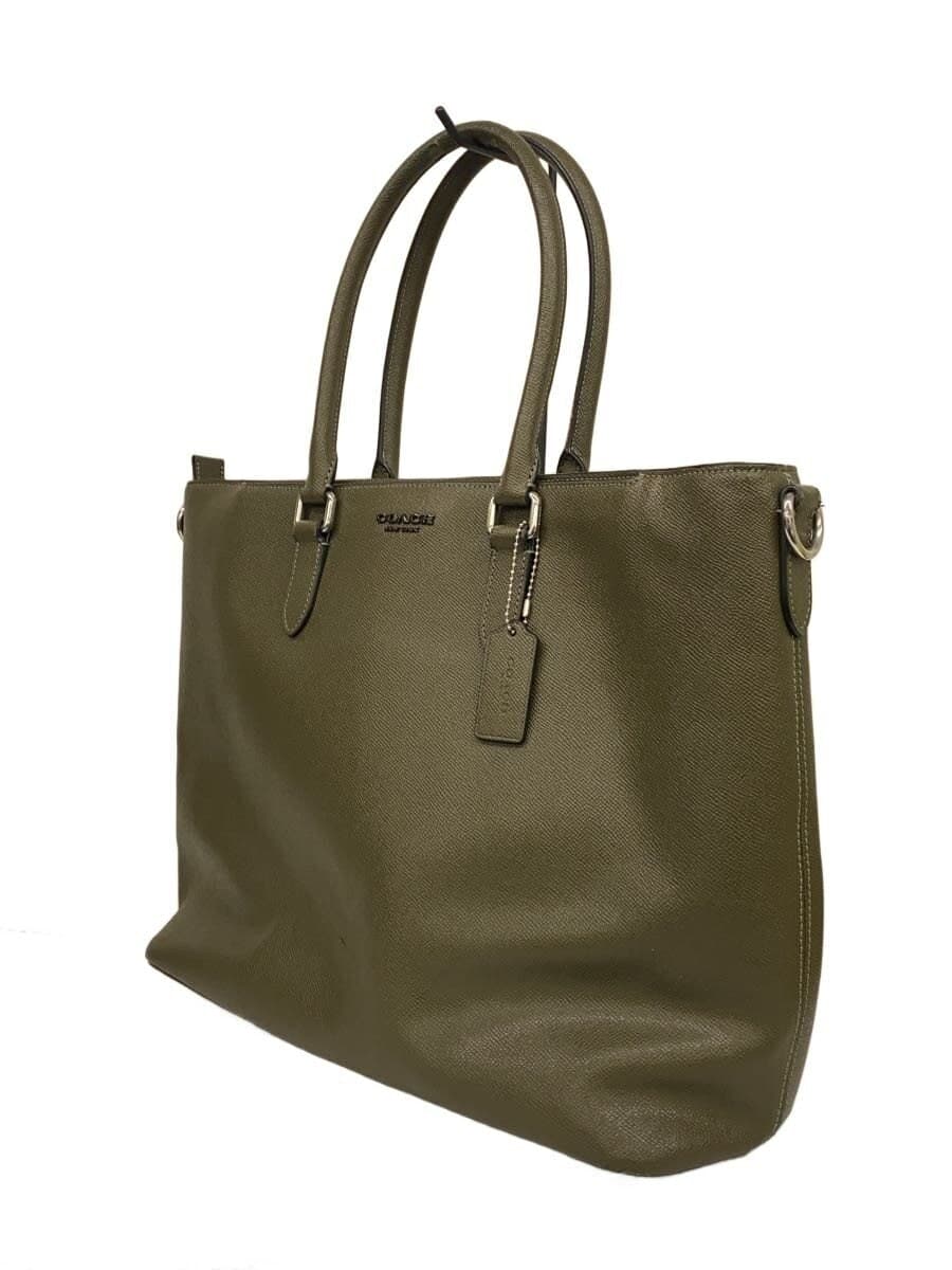 COACH Crossgrain Leather Bag Leather GRN Solid C2842 Handle Deteriorated 2