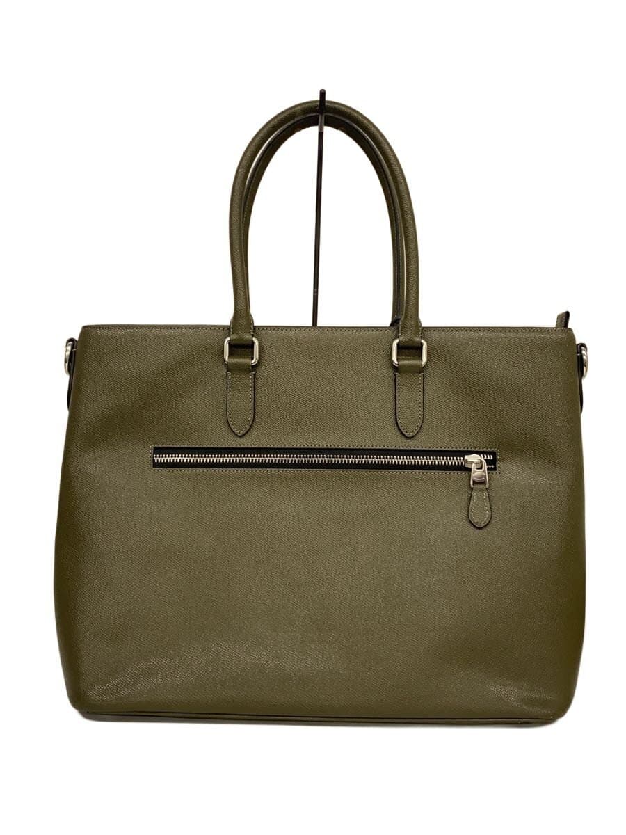 COACH Crossgrain Leather Bag Leather GRN Solid C2842 Handle Deteriorated 3