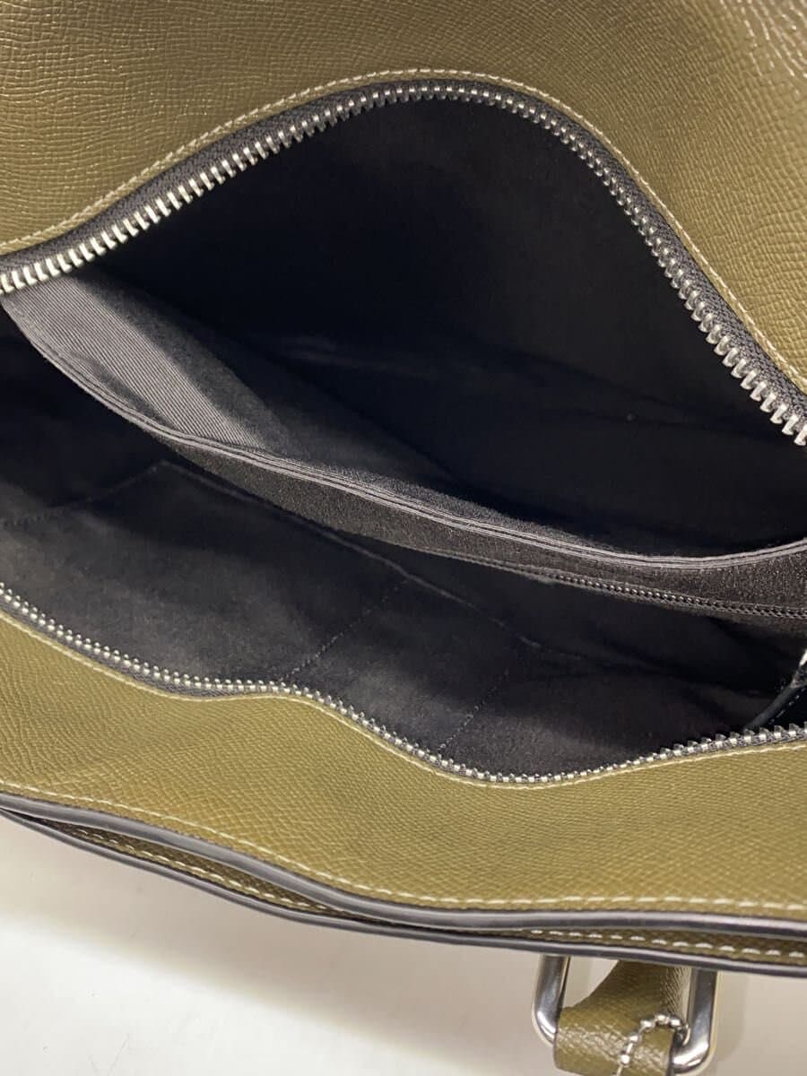 COACH Crossgrain Leather Bag Leather GRN Solid C2842 Handle Deteriorated 6