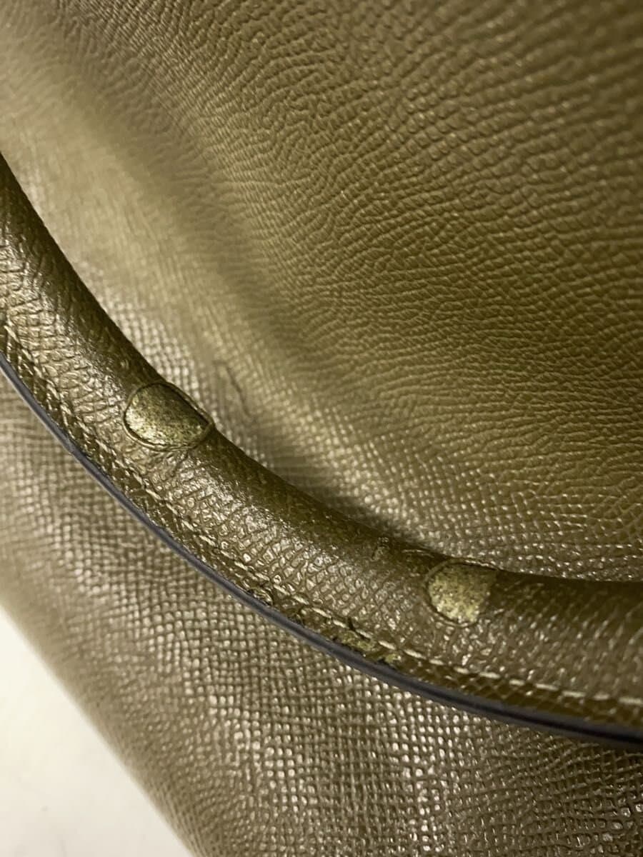 COACH Crossgrain Leather Bag Leather GRN Solid C2842 Handle Deteriorated 7