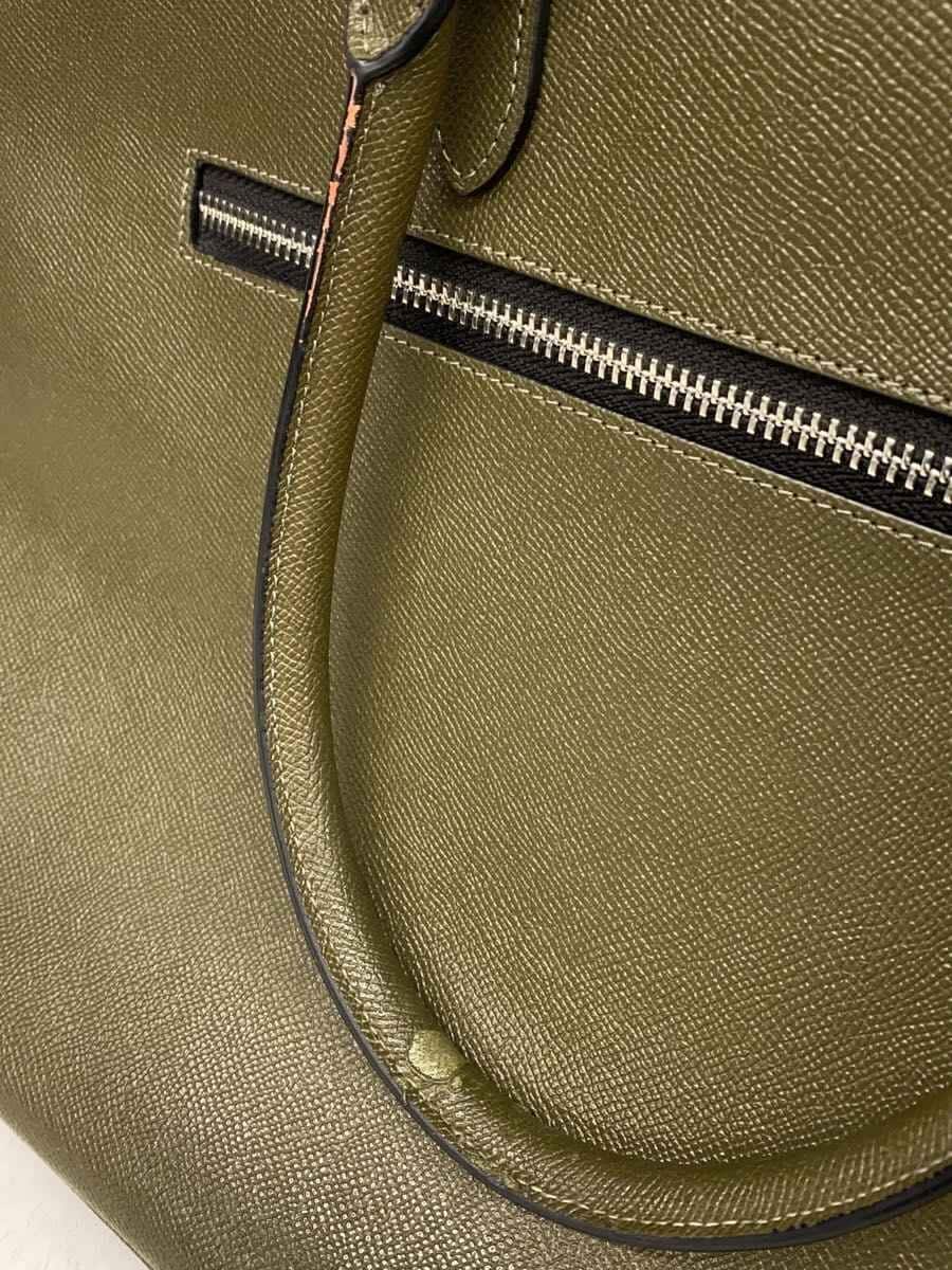 COACH Crossgrain Leather Bag Leather GRN Solid C2842 Handle Deteriorated 8