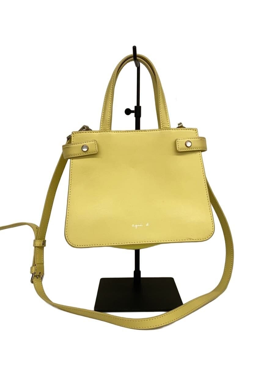agnes b. Leather Mini Shoulder Bag Leather YLW Solid