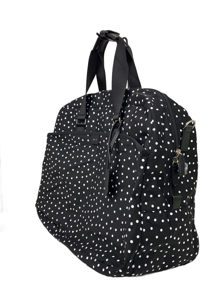 agnes b. Dot Pattern Nylon Boston Bag Nylon BLK Dot 2